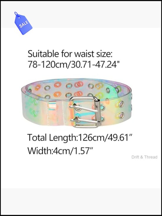 Clear Transparent Waist Belt with Metal Pin Buckle for Jeans Dresses Plus Size